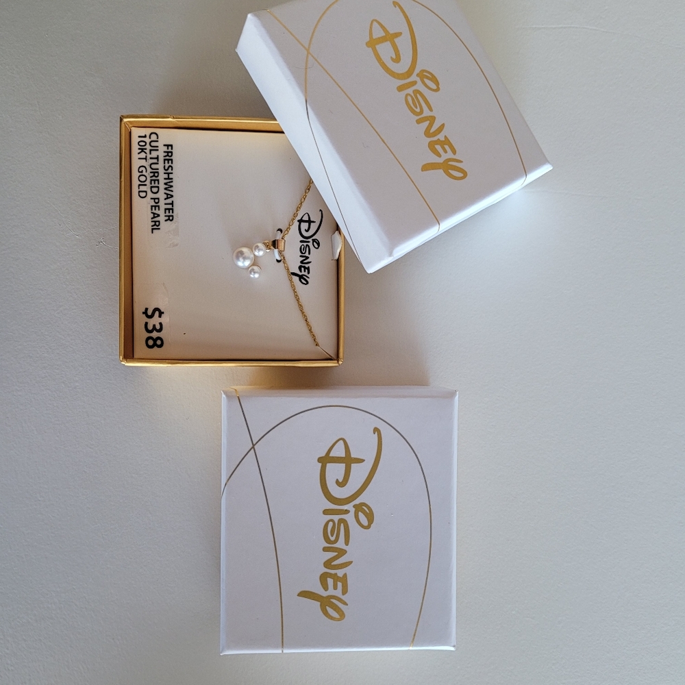 Disney Mickey Mouse 10kt Gold Freshwater Cultured Pearl Pendant, 16" + 2" Gold F - Picture 3 of 3